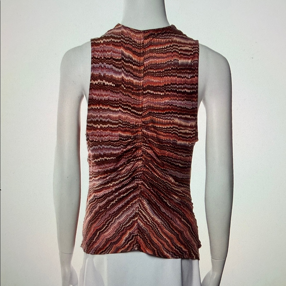 NWOT Ulla Johnson Allie Red and Pink Patterned ruched Tank Top - Picture 6 of 6